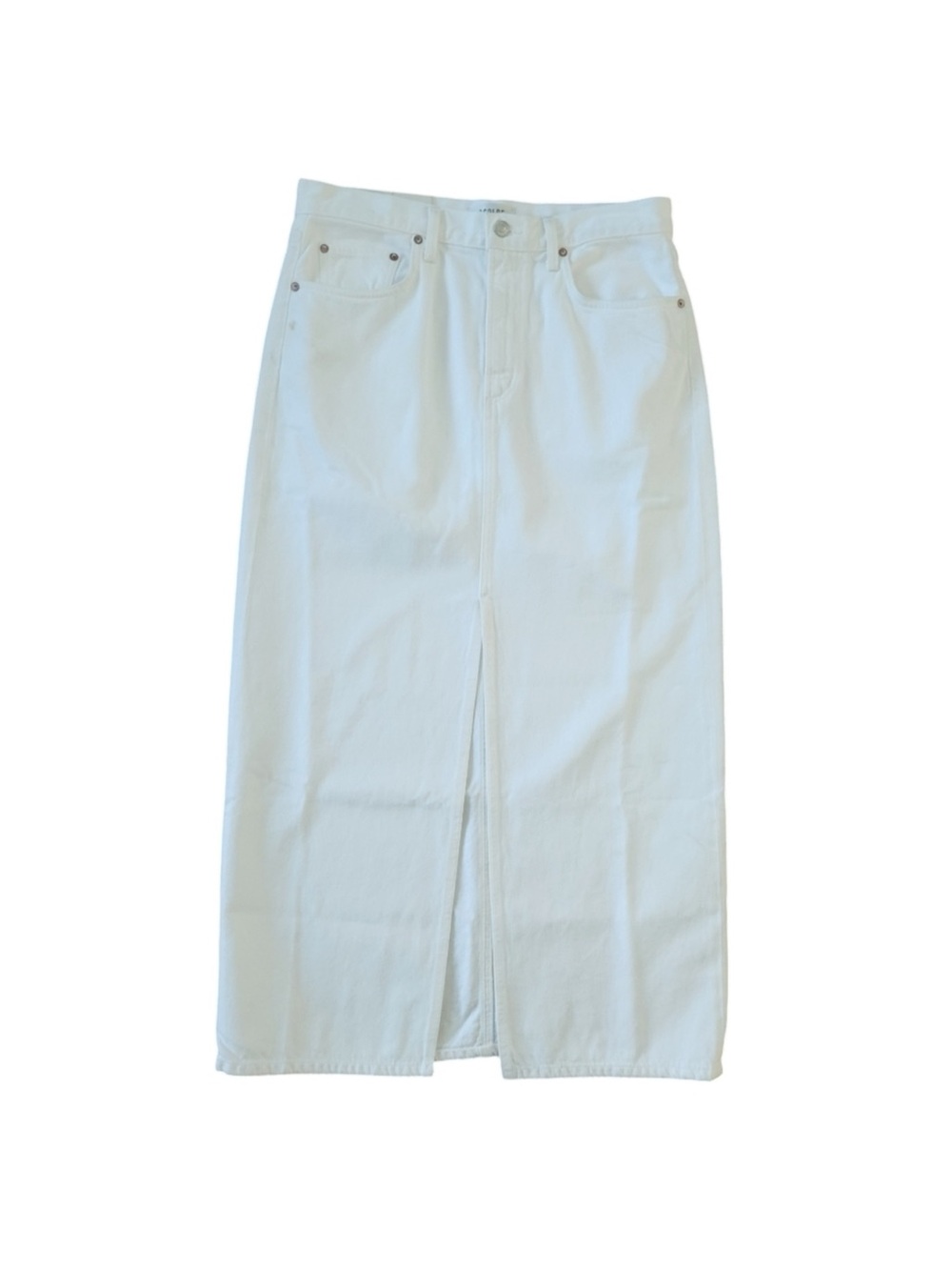 Agolde White Midi Denim Leif Skirt